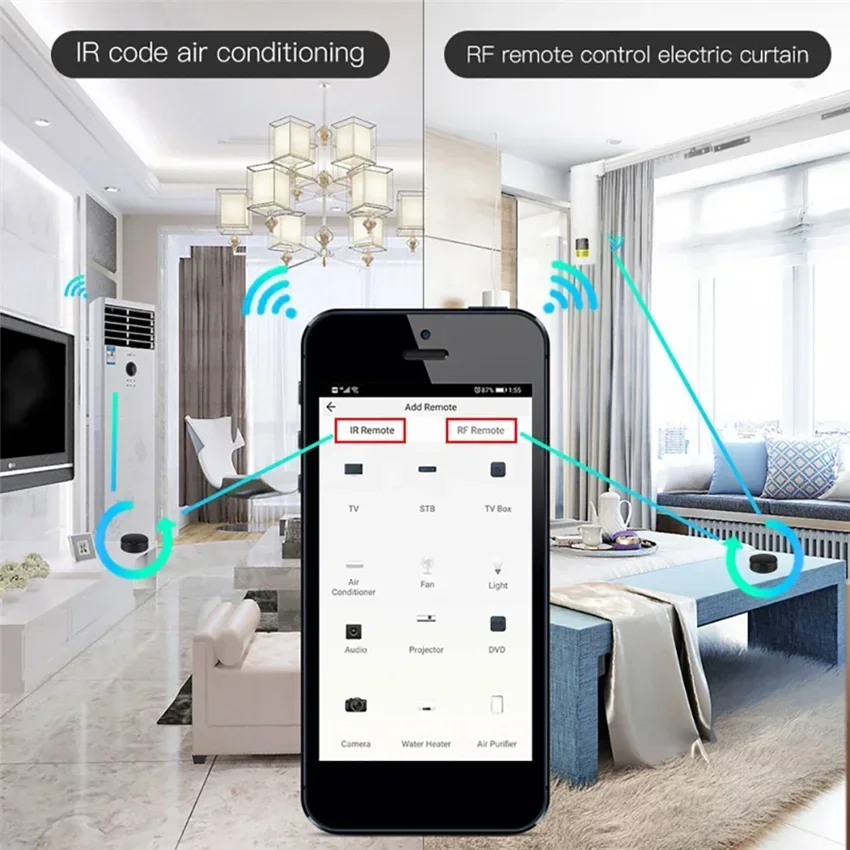 Controle remoto ir wifi tuya inteligente rf casa inteligente controlador infravermelho para ar condicionado todos os tv lg tv suporte alexa google casa