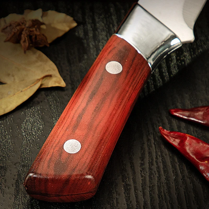 Faca de cozinha em aço inoxidável, cutelo de carne, faca de frutas, ABS Handle, carne de porco Sheep Fish Cutting Knives with Cover