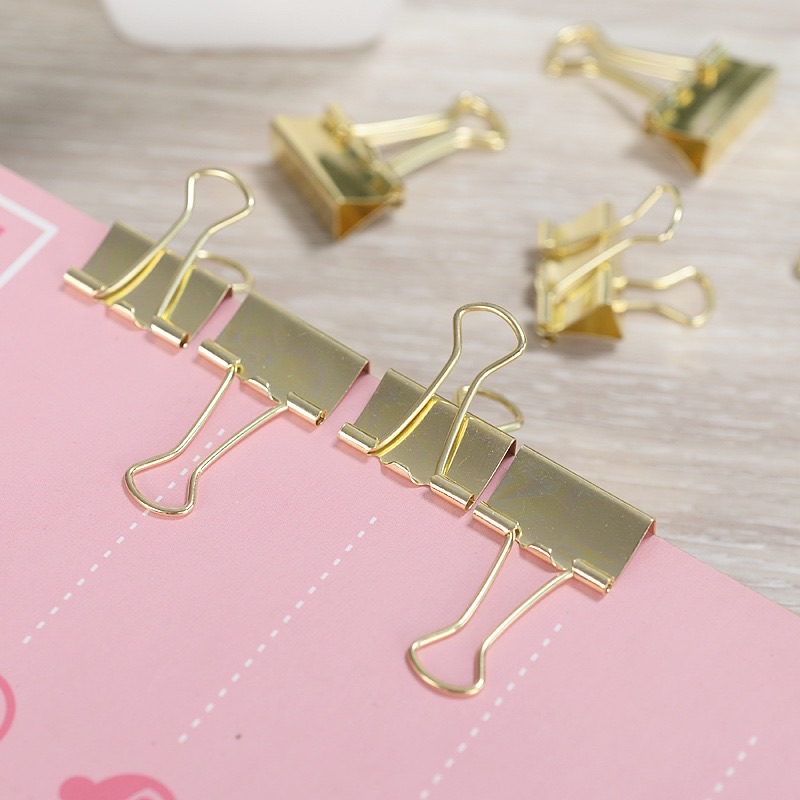 Trombone en queue d'aronde en métal doré, collection de billets, fournitures de bureau, accessoires de bureau, trombones