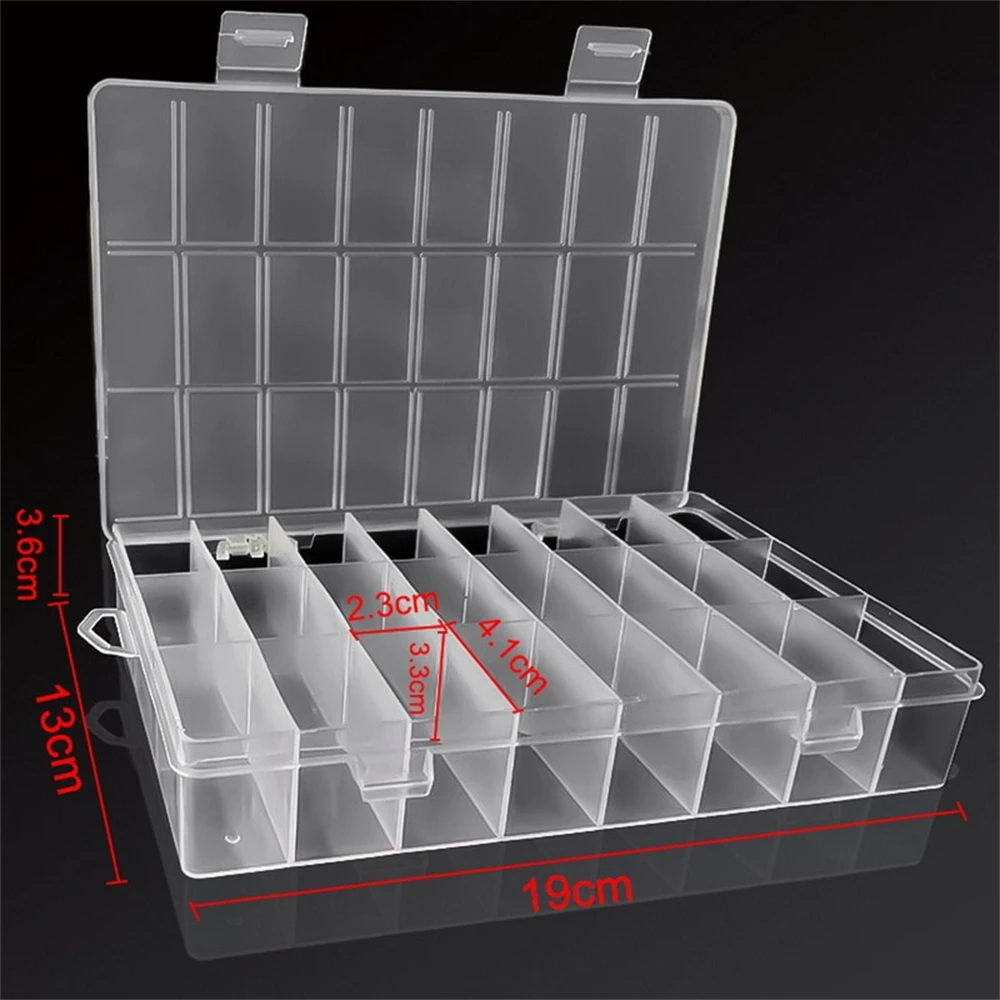 1 confezione di scatole di immagazzinaggio in plastica 24 griglie contenitore di plastica trasparente con vano portaoggetti per artigianato, perline, gioielli, articoli