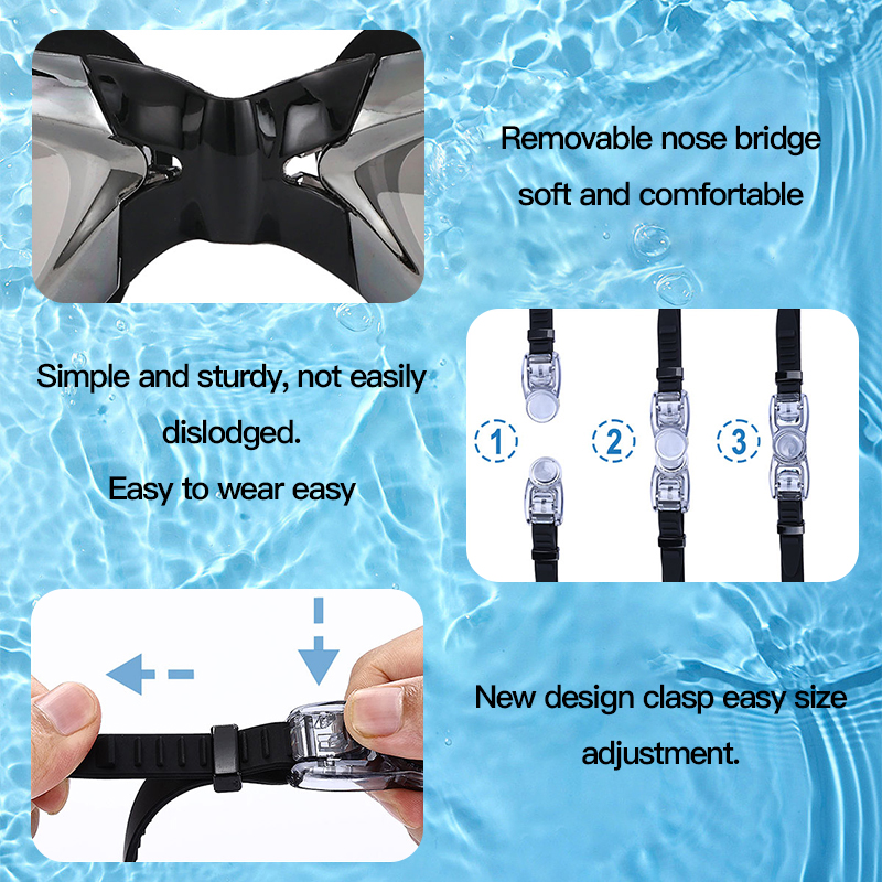 Zwembril Volwassen Bijziendheid Zwembril Eendelige Oordopjes Galvaniseren Anti-condens High-definition Zwembril