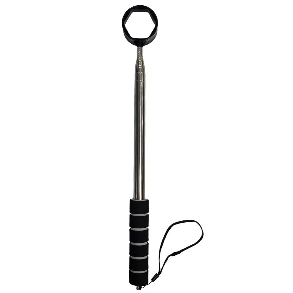 Extendable Telescopic Golf Ball Retriever Adjustable Non-Slip Handle Stainless Ball Grabber Two-Sided Square Holes