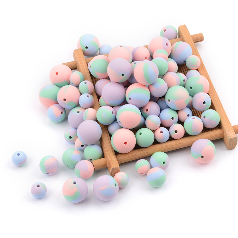 LOFCA 40Pcs 12Mm Viền Silicone Mọc Răng Nhai Hạt Thực Phẩm Miếng Dán Vòng Cổ Không Chứa BPA Tự Làm Trang Sức Cho Bé Miếng Dán đồ Chơi Núm Vú