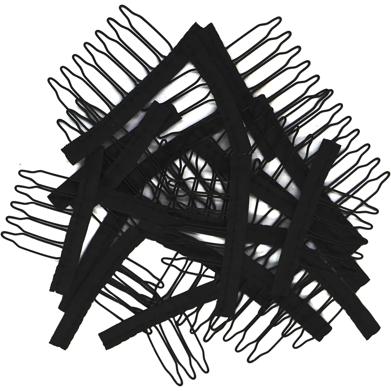 50 Stück Perückenkämme zur Sichern der Perücke, 4–7 Zähne, Perückenkamm, Perückenklammern mit Stoff für die Herstellung von Perückenkappen, Stahlmaterial, Clips, Kämme