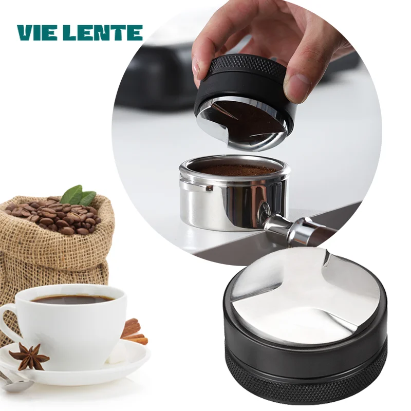 Herramienta de distribución de café expreso, distribuidor/nivalizador de café, 3 pendientes en ángulo, manipulación de palma ajustable, compatible con VIE LENTE de 51/53/58mm