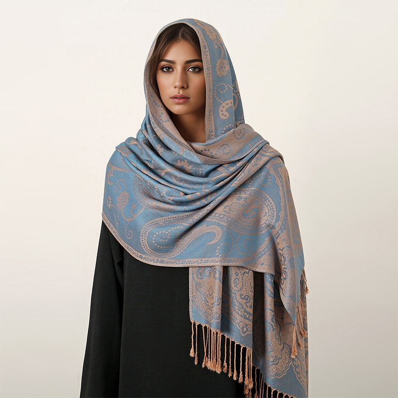 Pashmina Hijab de invierno para mujer, chal largo musulmán de Cachemira, Foulard femenino, turbante suave, envolturas para la cabeza, diadema de marca de lujo
