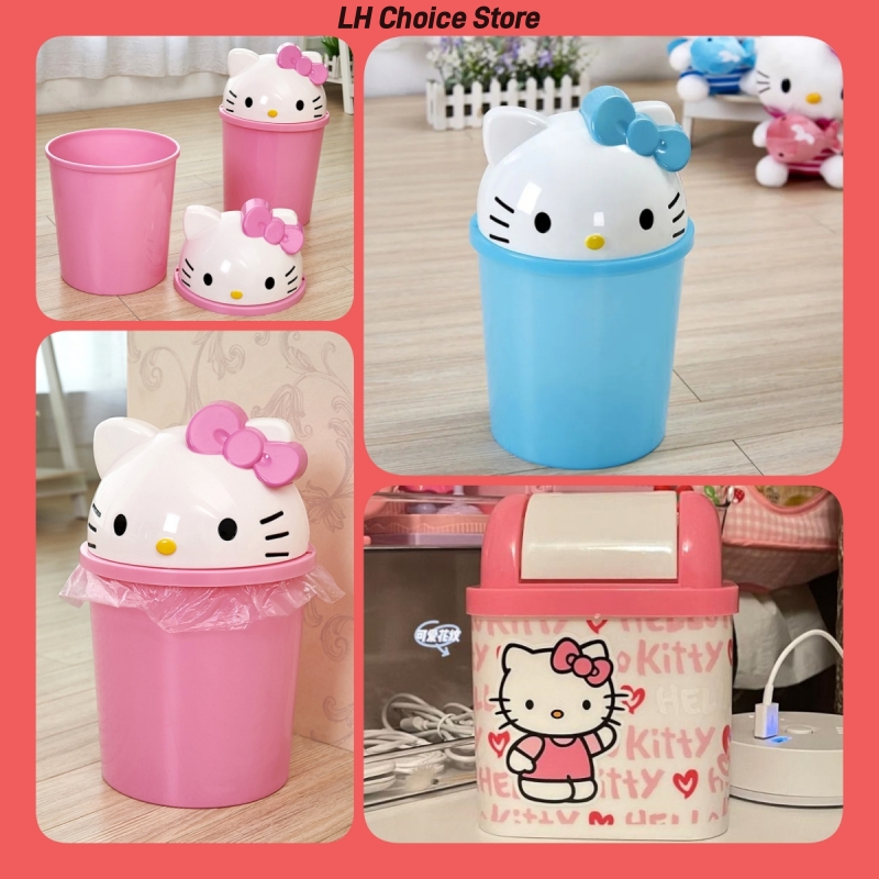 Nuevo Sanrio Hello Kitty cubo de basura cubo de basura cubo de basura Kawaii cubo de basura sala de estar dormitorio cesta de papel higiénico