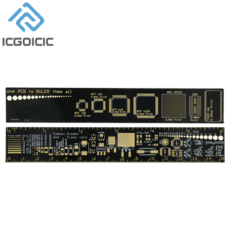 Régua pcb multifuncional, 5 tipos, 9cm, 15cm, 20cm, 25cm, 30cm, ferramenta de medição, resistor, capacitor, chip ic, diodo smd, transistor