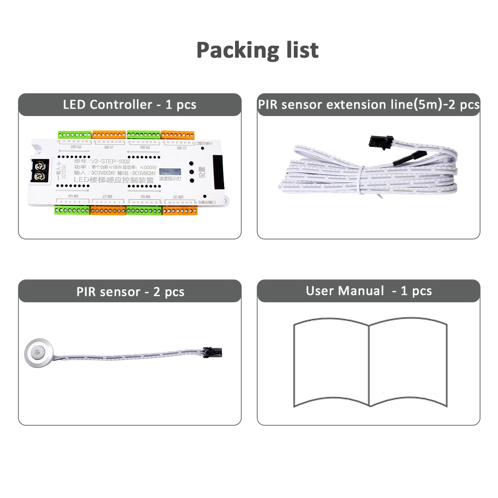 DC 12V 24V 32 Channel Stair Motion Sensor Controller PIR Sensor Night Light Automatic Indoor Stairway For LED strip Light lamp