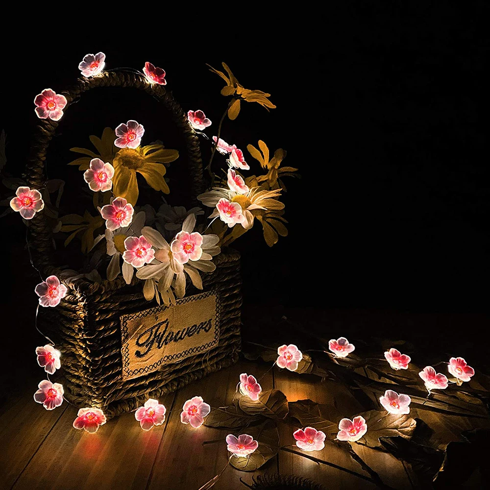 3M 30LEDS Cherry Blossom Fairy String ไฟสีชมพูดอกไม้ String โคมไฟแบตเตอรี่ขับเคลื่อนสําหรับคริสต์มาสกลางแจ้งตกแต่ง Garland