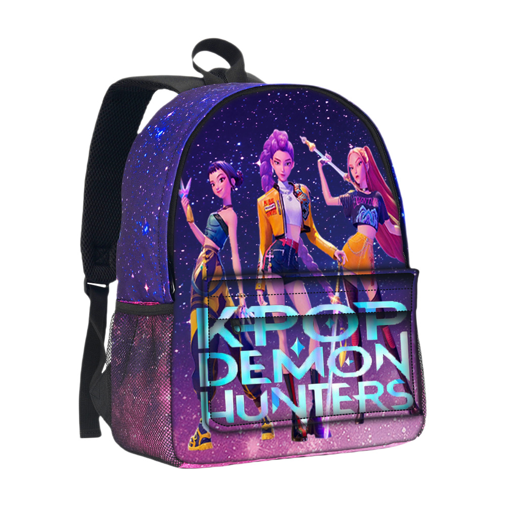 Bolsa de céu estrelado estereoscópico 3D Huntrix Kpop de 16 polegadas, bolsa de céu estrelado de grande capacidade para estudantes de caça de bruxa