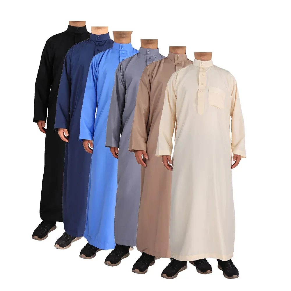 Eid muçulmano jubba thobe masculino ramadan bordado longo robe kaftan quimono saudita musulman abaya dubai árabe turquia roupas islâmicas