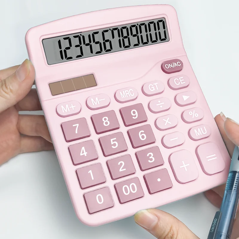 Calculadora eletrônica de 12 dígitos, calculadora solar, fonte de alimentação dupla, para casa, escritório, escola, ferramentas de contabilidade financeira