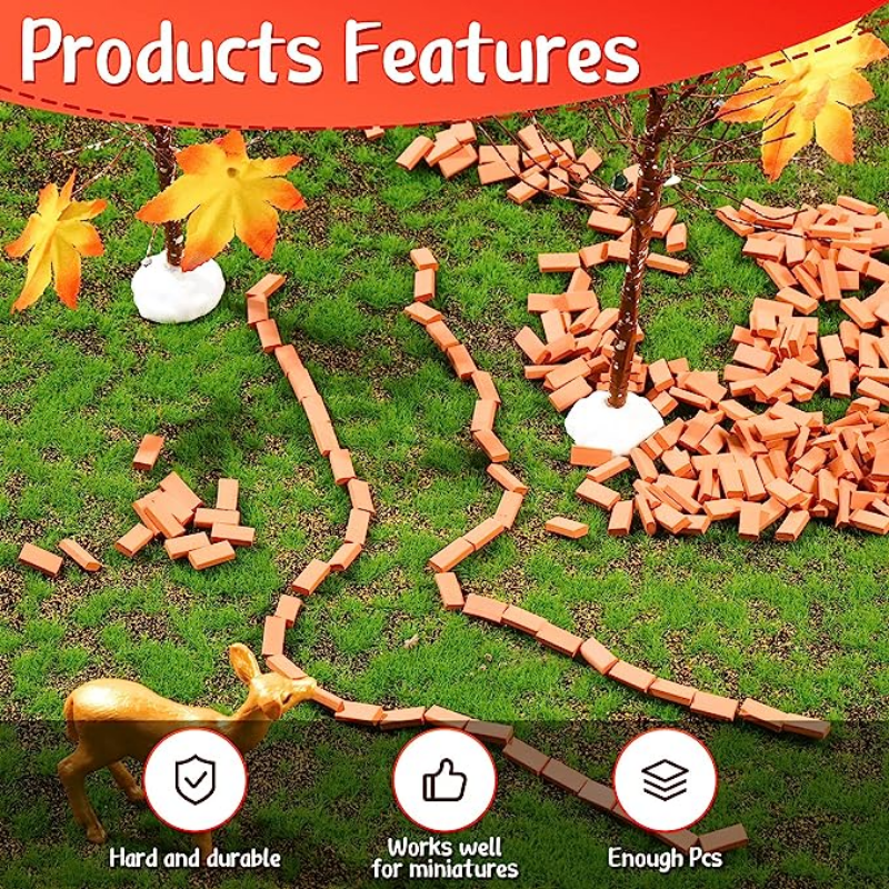Figurines miniatures pour la construction de jardin nickel é, mini briques réelles, accessoires de bricolage, jouet factice, 50 pièces, 1:16