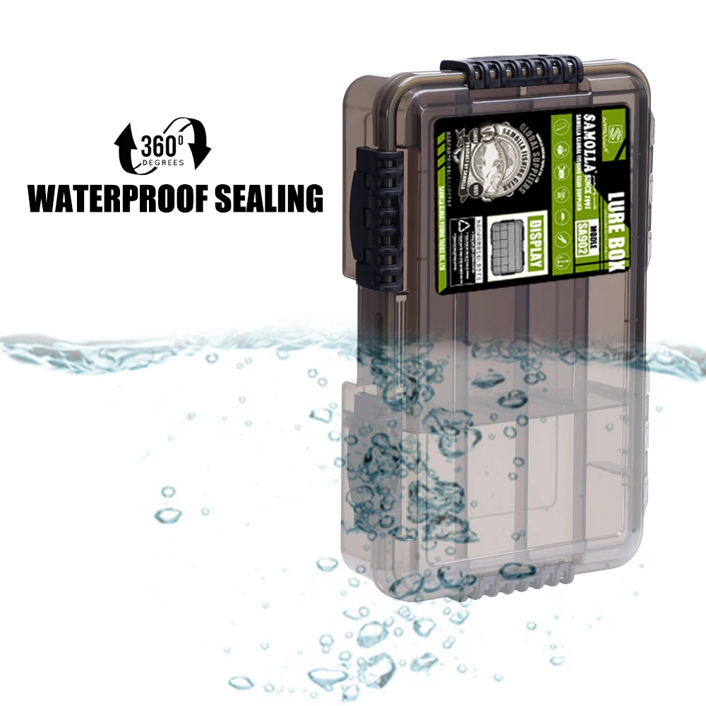 SAMOLLA nueva caja grande impermeable para aparejos de pesca, anzuelo de pesca, señuelo, caja de almacenamiento de cebo, accesorios portátiles para aparejos de pesca