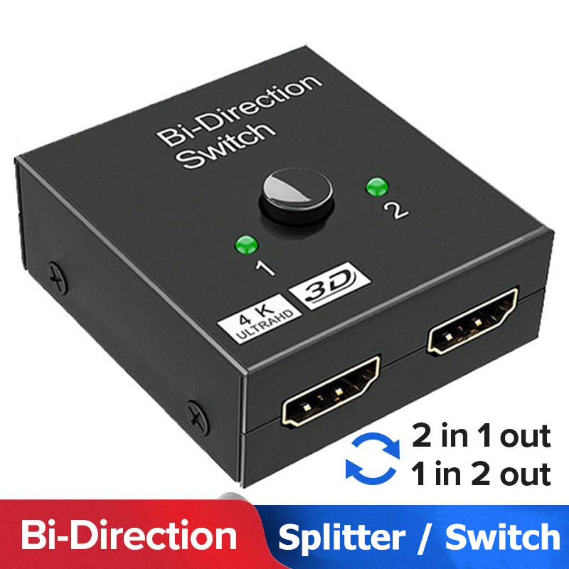 Hdmi-compatível interruptor bidirecional 2.0 divisor 1x2/2x1 adaptador 2 em 1 conversor de saída para ps4 pro/4/3 tv box 4k switcher