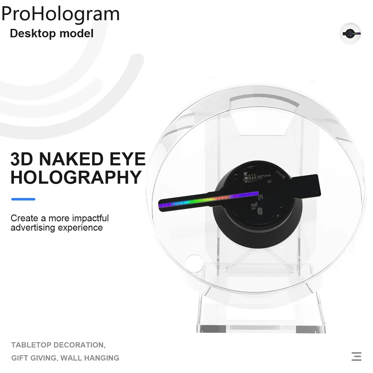 Mini 3D HD โฮโลแกรมพัดลมโปรเจคเตอร์ LED ป้าย Holographic Player สนับสนุนภาพวิดีโอ Shop Bar Party โฆษณา Light