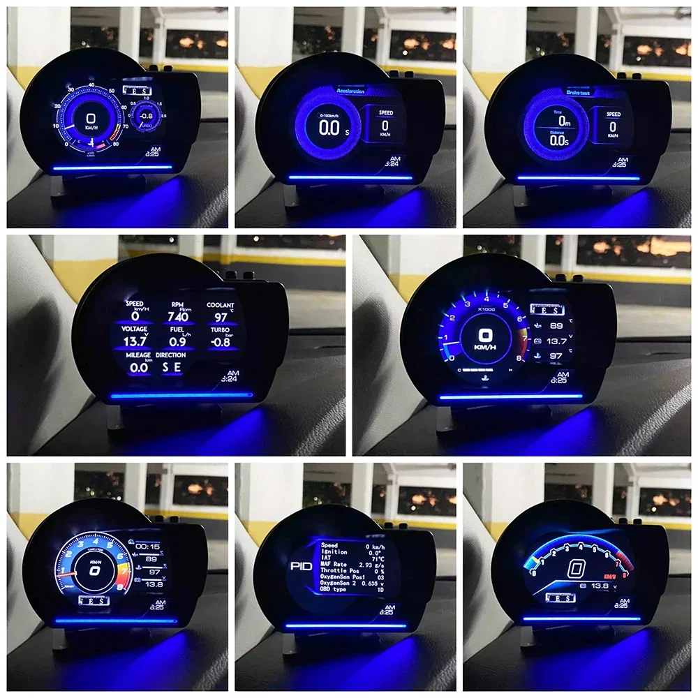 Newest A501 Gauge Head Up Display OBD2 Smart Car HUD Digital Odometer Security Alarm Turbo Water&Oil Temp RPM Auto Meter