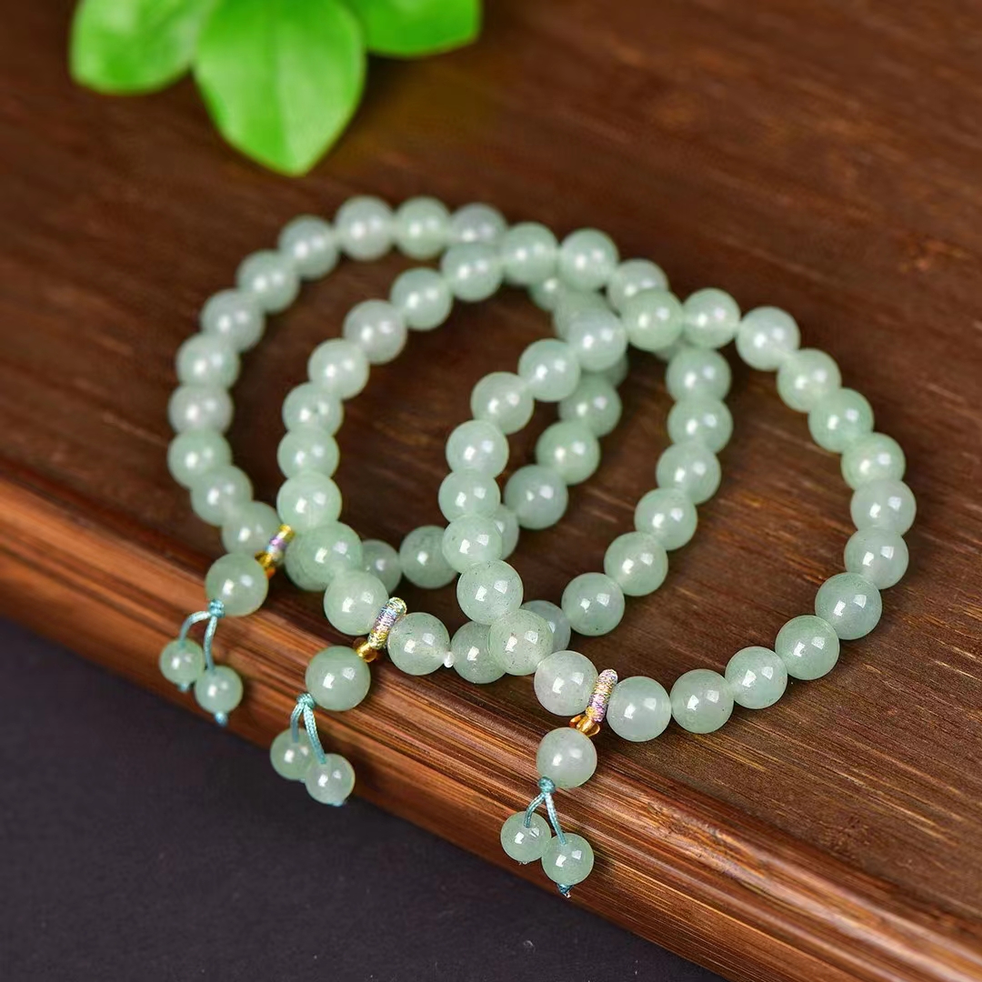 Brazalete de cuentas redondas de hilo elástico para mujer, pulsera de Jade de Aventurina, cadena de mano de piedra Natural, joyería elegante para fiesta Social, piedras preciosas