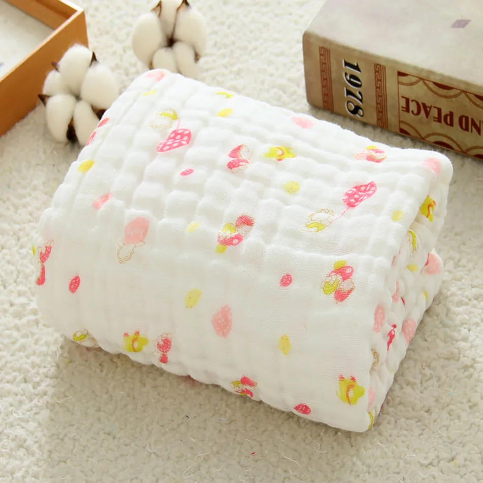 Manta de algodón de 6 capas para bebé, gruesa y acogedora con estampado de Color sólido, ropa de cama suave para bebé