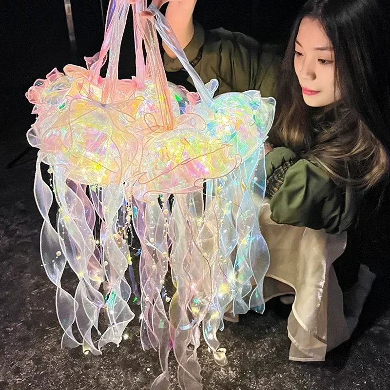 โคมไฟแมงกะพรุน LED มีสีแบบ DIY โคมไฟรูปนางเงือกโคมไฟเรืองแสงสำหรับงานเลี้ยงวันเกิดของเด็กผู้หญิงตกแต่งคริสต์มาสแต่งงาน