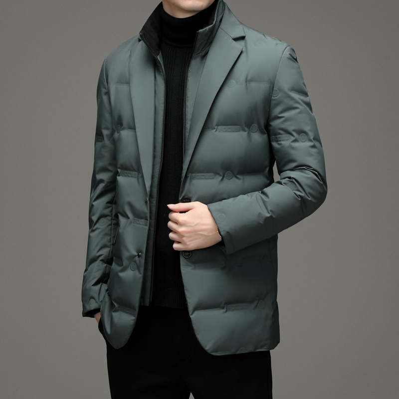 Männer Einfarbig Abnehmbare Stehkragen Langarm Casual Business Trendy Unten Mäntel Winter Neue Mode Anzug Blazer Kleidung