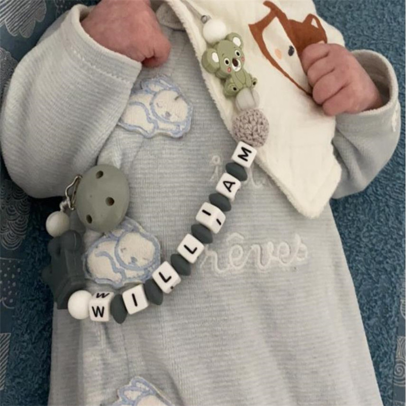 Cá Tính Tên Cho Em Bé Kẹp Koala Núm Vú Giả Dây Xích Giữ Cho Bé Mọc Răng Đậu Nành Nhai Đồ Chơi Giả Kẹp