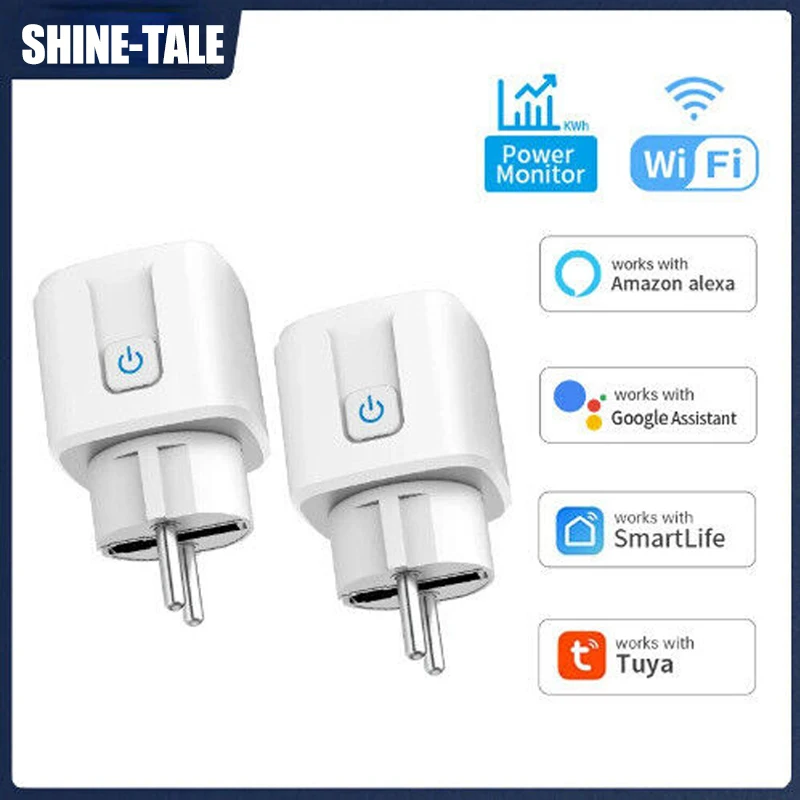 Enchufe inteligente WiFi UE 16A/20A, enchufe para Monitor de potencia, Control remoto por aplicación, temporizador de vida inteligente, compatible con asistente de Google Home Alexa