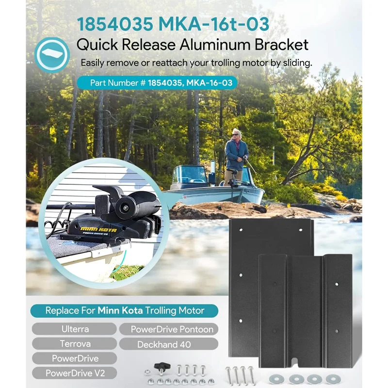 Substituição para Minn Kota 1854035   Suporte de liberação rápida para motor de pesca MKA-16-03 compatível com Ulterra, Terrova, PowerDrive