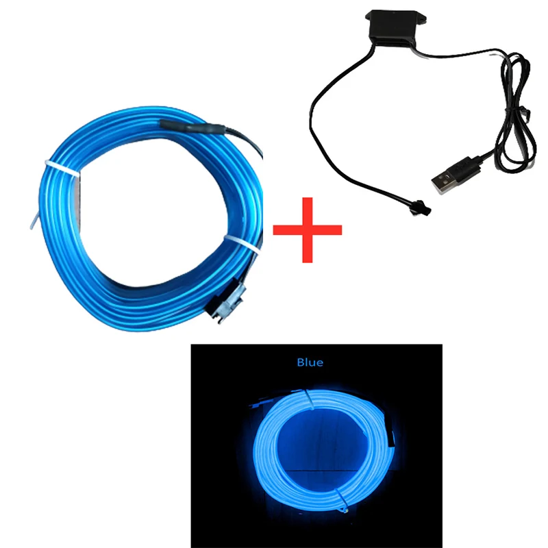 5m Auto Interni Atmosfera di Illuminazione Striscia LED 5V FAI DA TE Flessibile EL Linea di Luce Fredda Tubo Con USB Decorazione Auto Lampada Ambiente