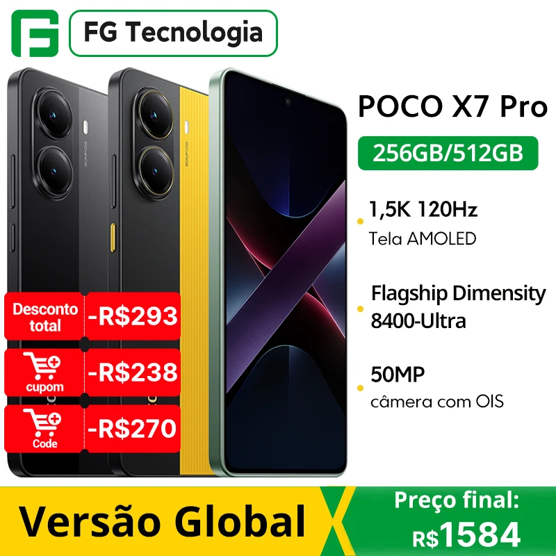 Smartphone POCO X7 Pro versión Global teléfono móvil dimensión 8400-Ultra 6,67 AMOLED "1,5 K 6000mAh(typ) 90W carga NFC