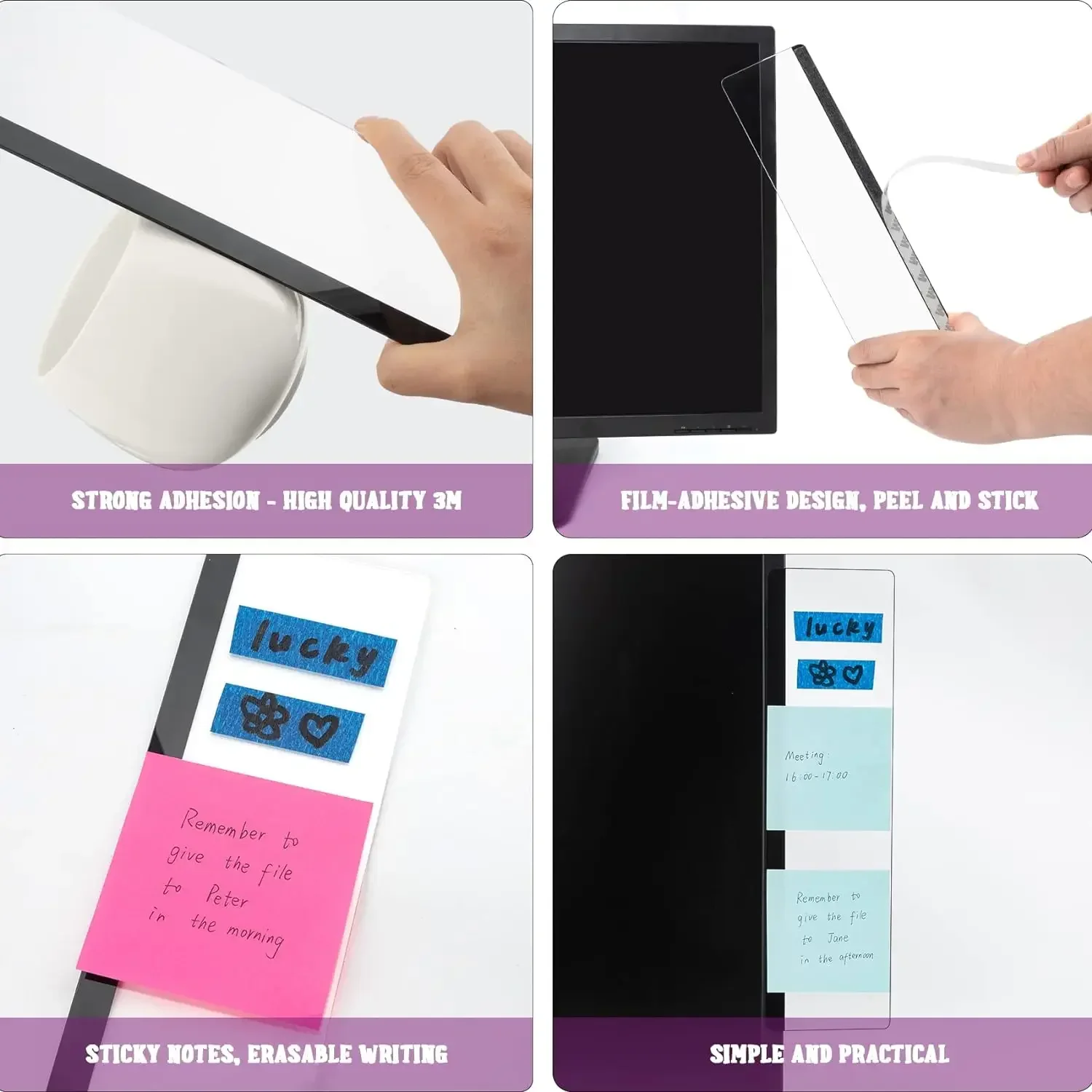Computador Sticky Note Holder para Homens e Mulheres, Acessórios de Mesa, Monitor Memo Board, Message Board Supplies, 1Pc