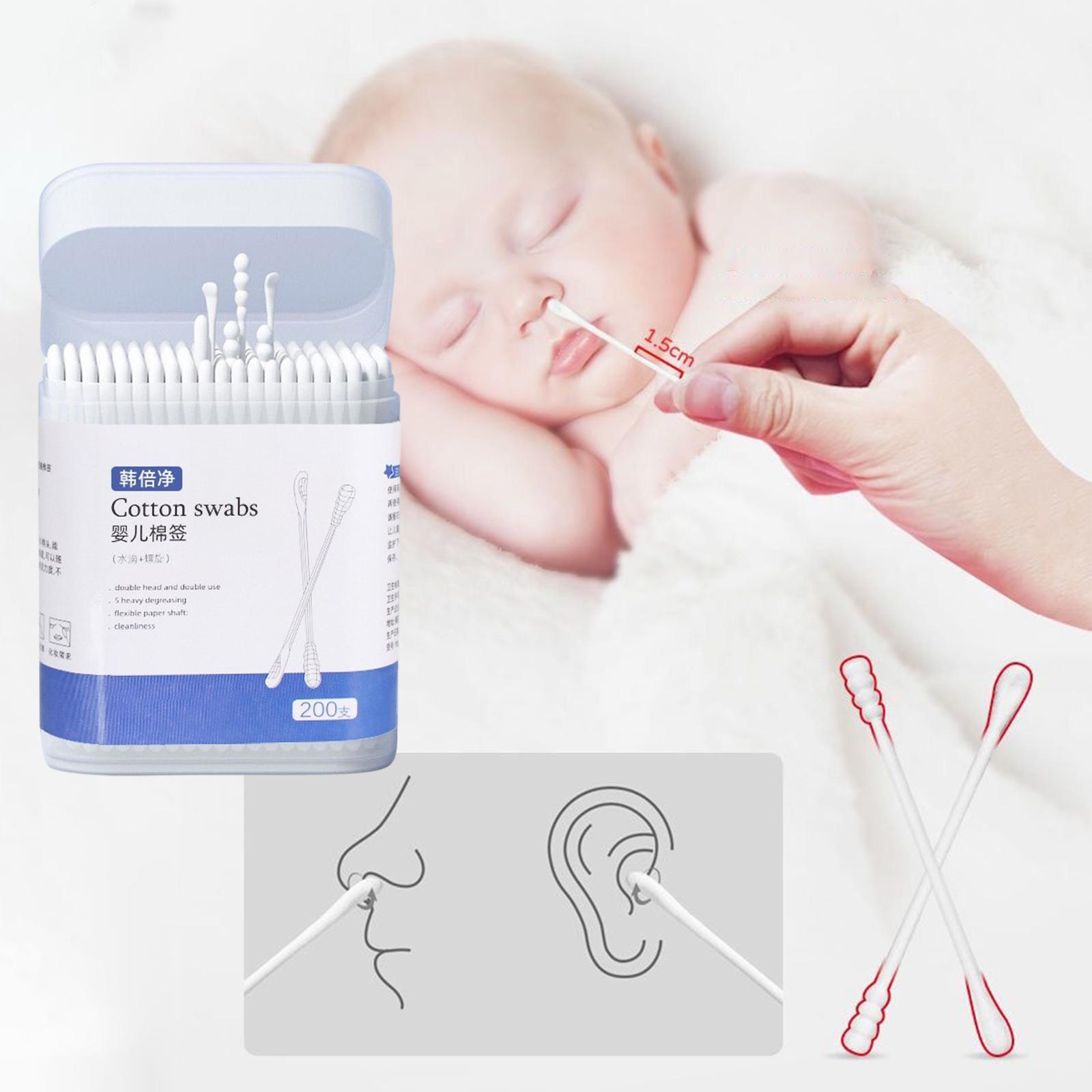 200 Pieces Multipurpose Swabs Cosmetic Double-Ended Makeup Ear Care Paper Sticks Natural Ear Swab