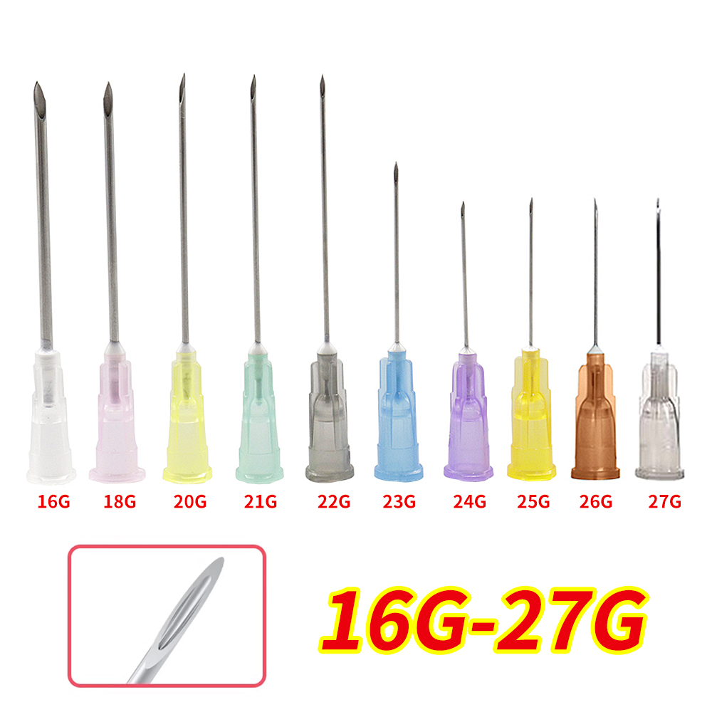 30 PCS Pointed Dispensing Needles Stainless Steel Injection Needles Transparent Syringe Bayonet Needles With Transparent Caps