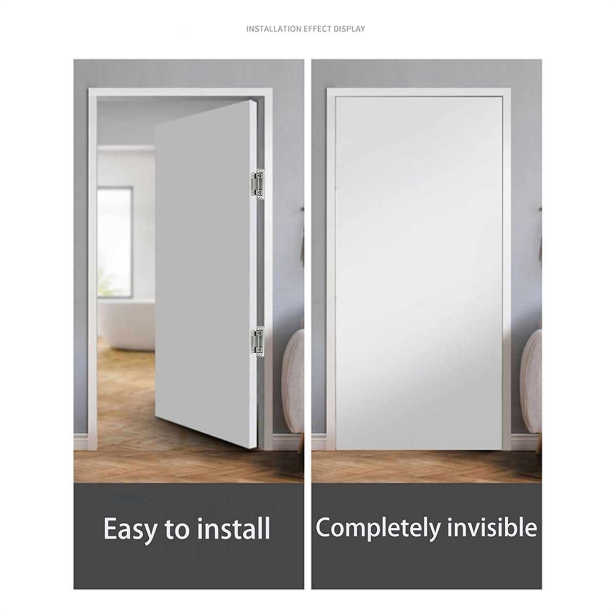 BABQ 隠しドアヒンジ、2パック調整可能な隠しドアヒンジ、110ポンドの耐荷重、秘密のドア用の高耐久隠しヒンジ