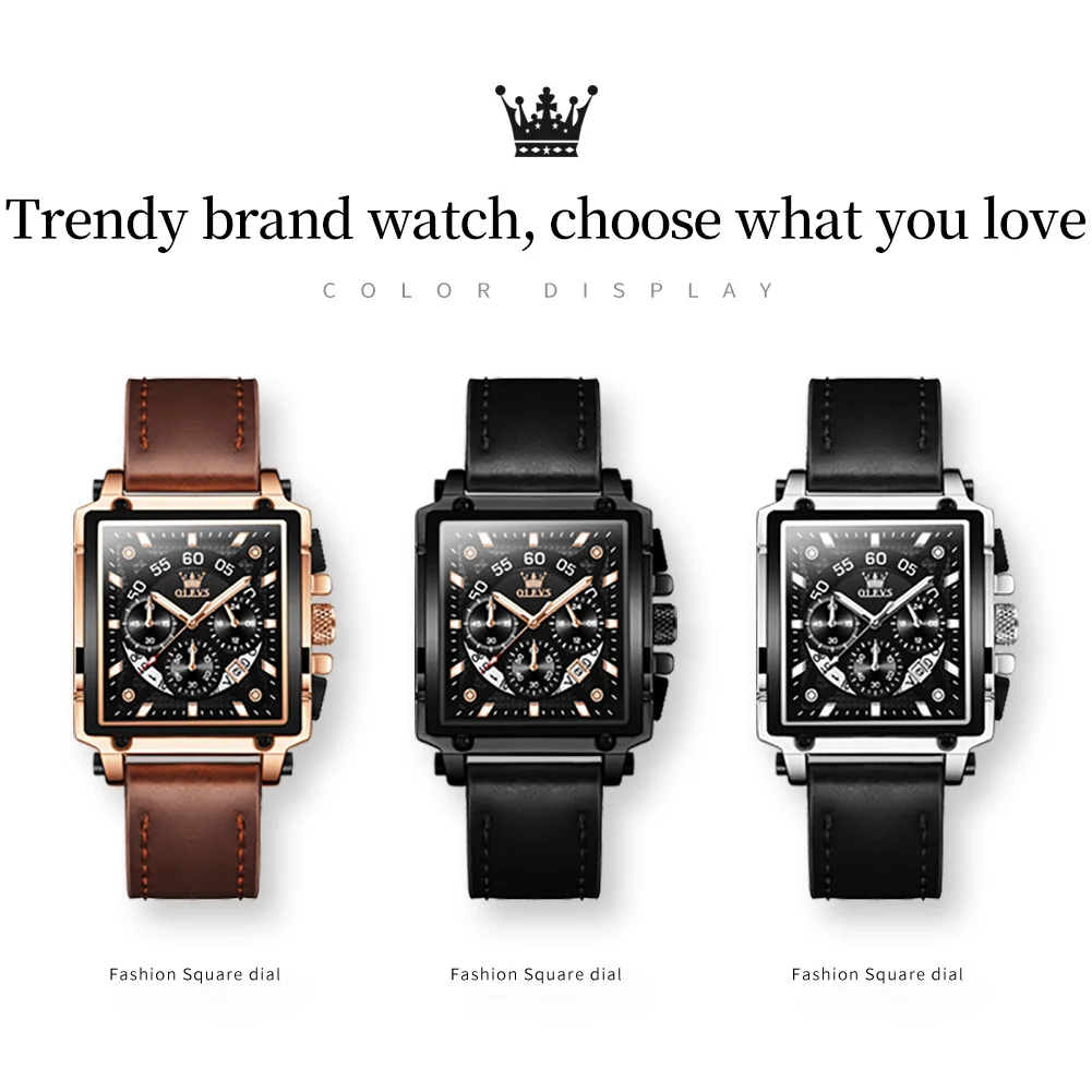 OLEVS, reloj de lujo para hombre, reloj cuadrado resistente al agua para hombre, reloj de pulsera luminoso de cuarzo de la mejor marca, reloj de moda para hombre, reloj de lujo original