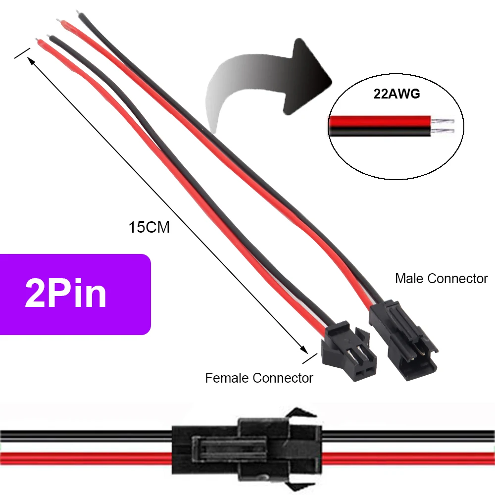 5-100Pair 2pin 3pin 4pin 5pin 6Pin Led JST Connector Male/Female Wire Connector Led Strip Plug For RGB RGBW Light Lamp Adapter