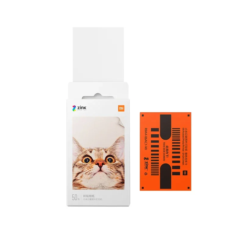 Original Xiaomi ZINK Pocket เครื่องพิมพ์กระดาษ Self-กาวพิมพ์ภาพ 50 ชิ้นแผ่น Xiaomi 3 นิ้ว Mini Pocket Photo เครื่องพิมพ์