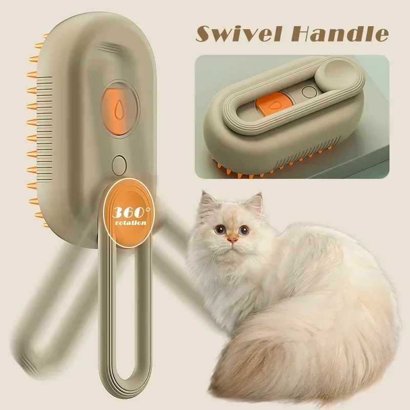 고양이 전기 스프레이 스팀 브러시, USB 충전식 접이식 빗, 애완 동물 털 제거 청소 마사지 빗, 애완 동물 미용 용품, 3in 1 애완 동물 청소 스프레이, 마사지 빗, 애견고양이 빗강아지 빗 미용