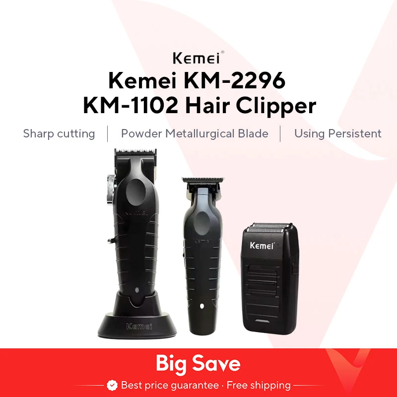 Kemei-Kit de cortadora de pelo KM-2296 KM-2299, Afeitadora eléctrica para hombre, máquina cortadora de pelo profesional