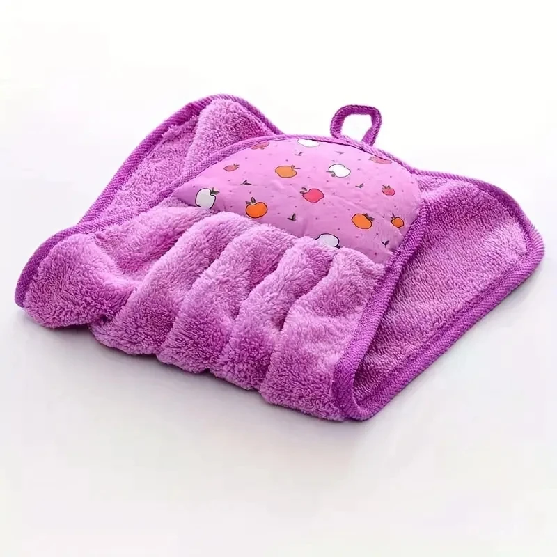 Asciugamano con punta delle dita in pile corallo da 3 pezzi, asciugamano sospeso per pulire le mani, panni per lavare i piatti domestici per il bagno, forniture per il bagno