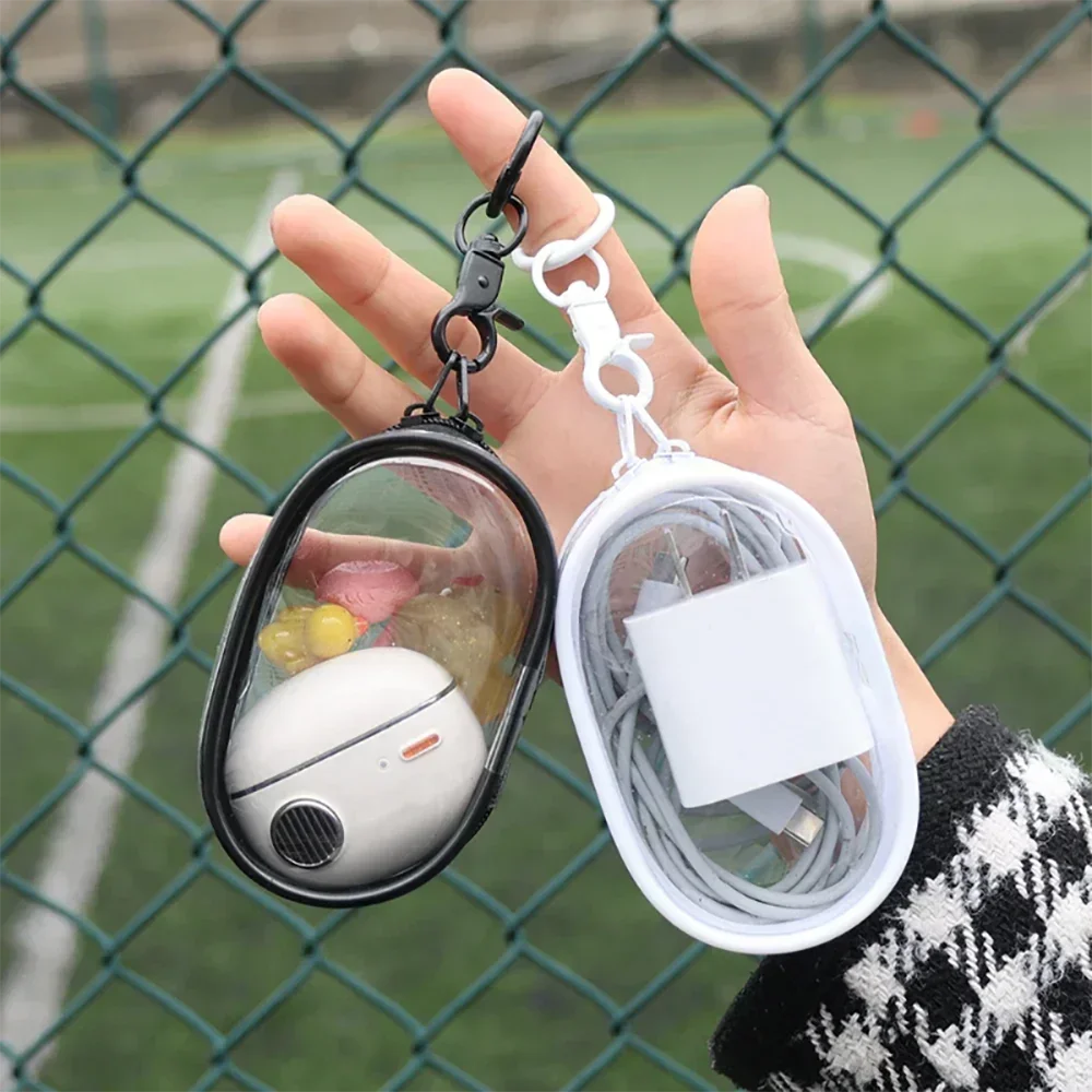 Estuche para auriculares, Protector transparente colorido, caja de 1/2 Uds., muñecas de peluche, bolsa organizadora de exhibición para exteriores con llavero, accesorios para muñecas