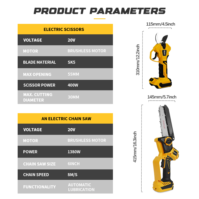 Brushless 6 Inch Electric Chainsaw Telescoping Pole Pruner High Branch Saw Garden Tree Pruning Tool For Dewalt 20V Battery Pin