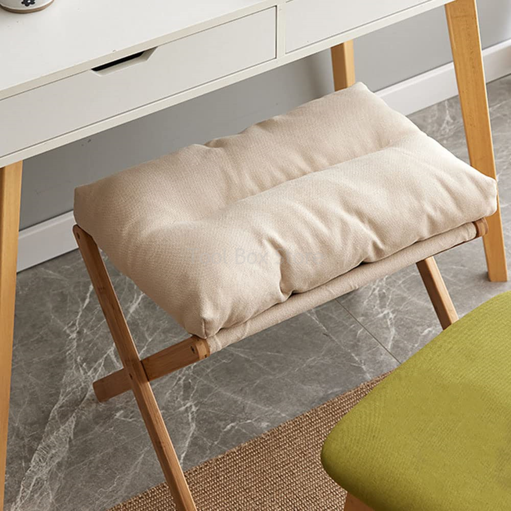 ขนาดเล็กสตูลวางเท้าเก้าอี้พับได้เก้าอี้ห้องนั่งเล่นไม้ต่ําสตูลนุ่มBreathableเบาะแบบพกพาพับDresserเก้าอี้