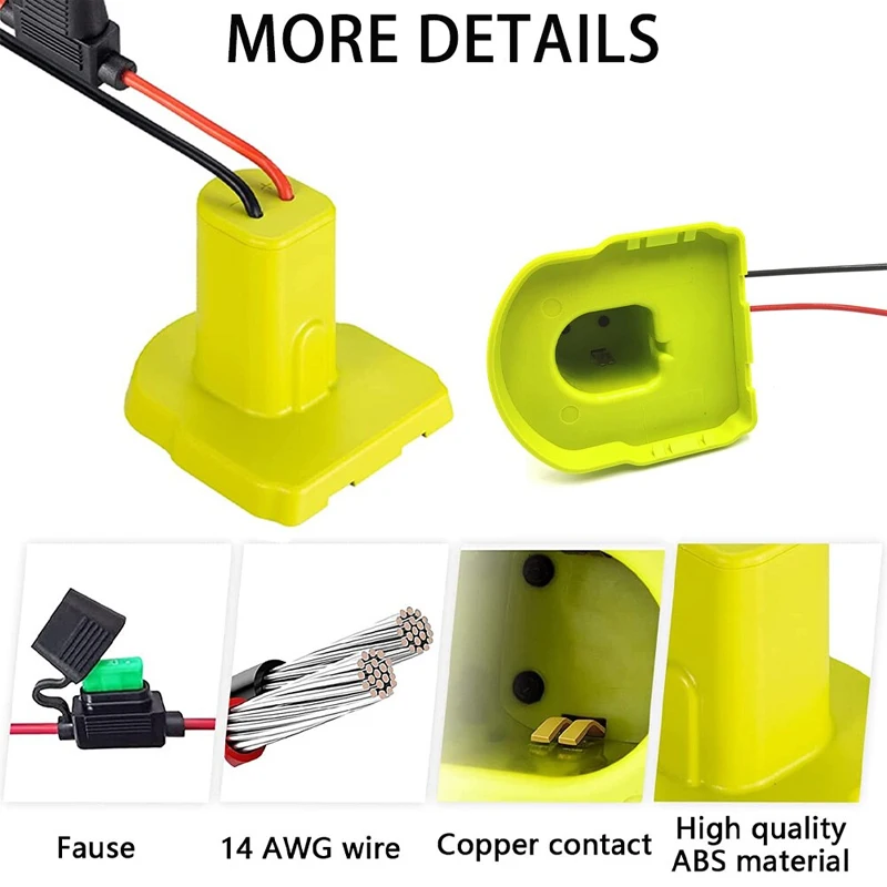 Power Wheel Adapter for Ryobi 18V Battery with Fuse DIY Battery Adapter Power Connector for Ryobi 18V Nimh/Nicd/Li-ion Battery