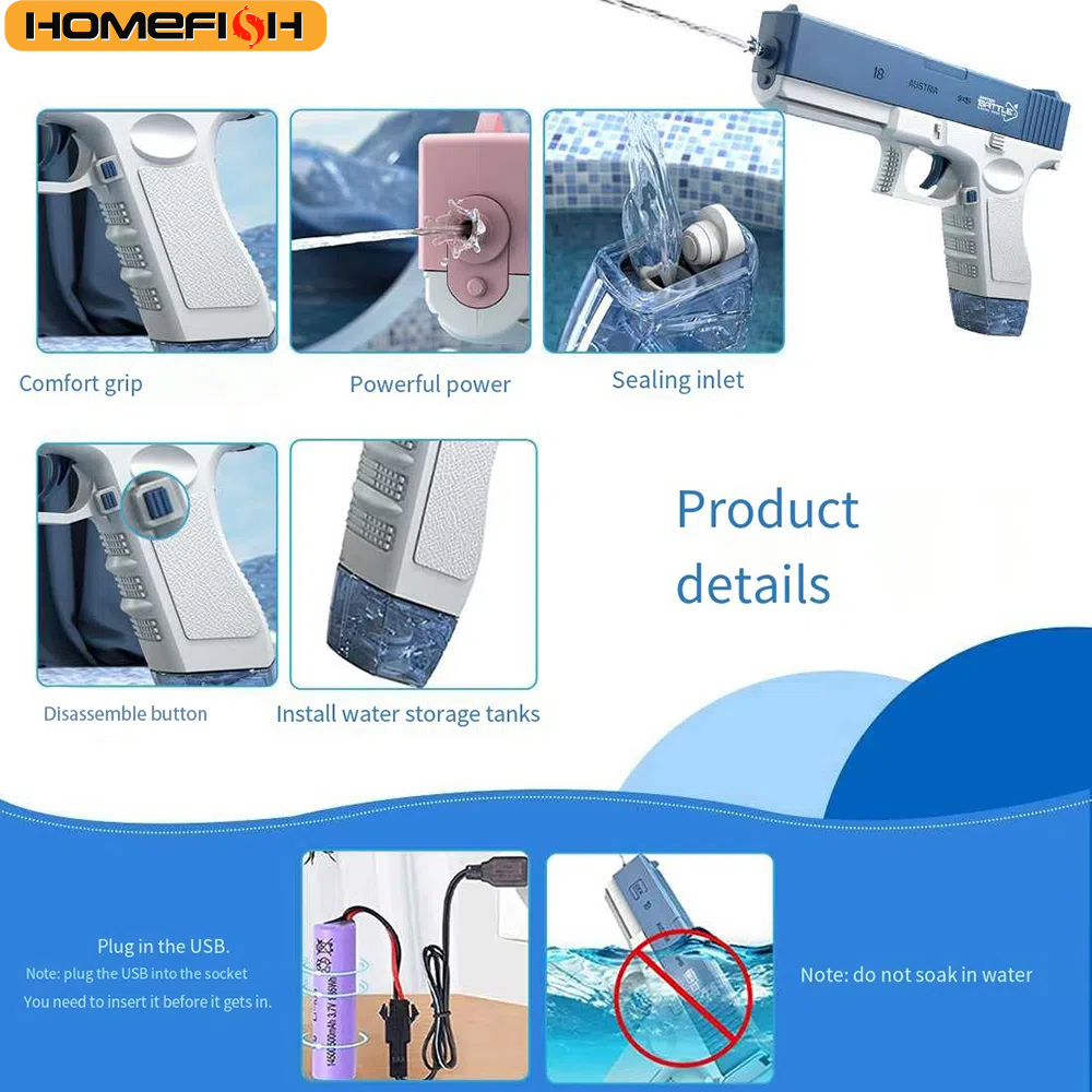 Automatic Electric Water Gun 500cc Large Capacity Super Strong Distance 10m Children and Adults Leak Proof Water Battle