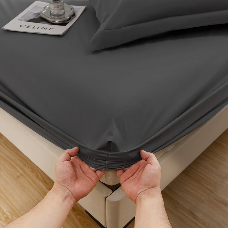 1 unidad de funda de colchón impermeable con glaseado de piel suave, color sólido, funda antipolvo (funda de almohada y núcleo de almohada no incluidos)