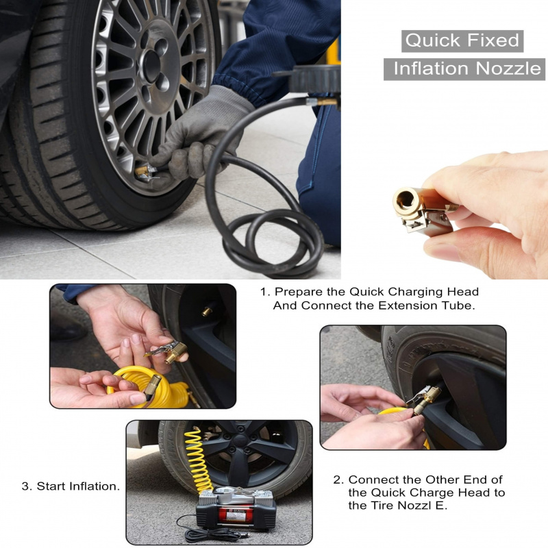 Tire Air Chuck Clip Adapter Messing Locking Nozzle