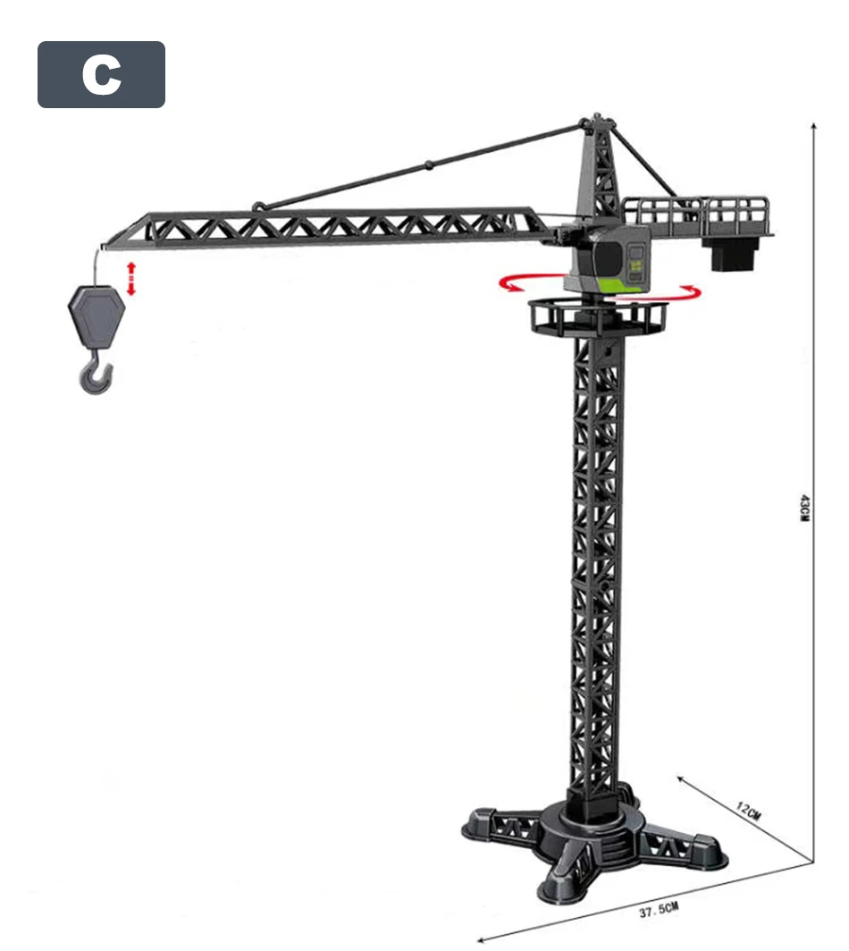 Liga de engenharia diecast torre guindaste clássico modelo de construção veículo carregador trator escavadeira brinquedos para meninos presente