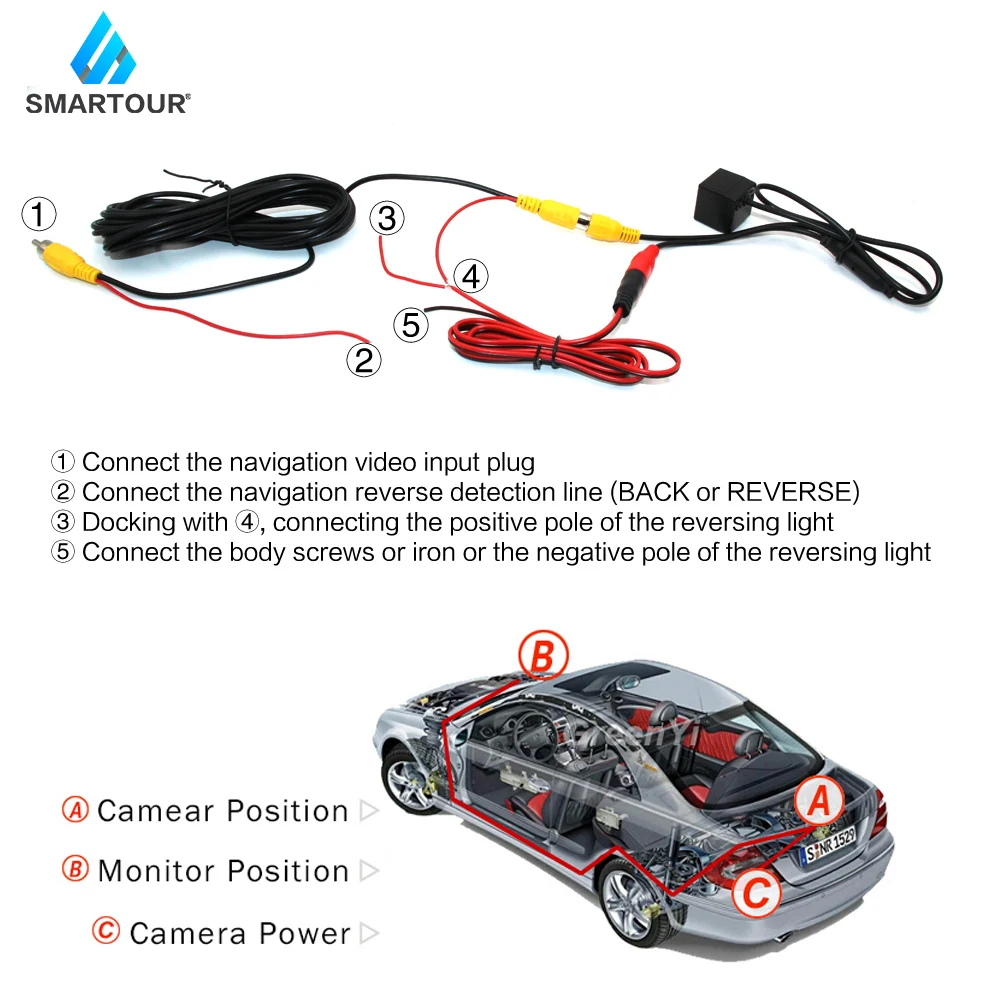 Smartour CCD Mắt Cá Chip Tầm Nhìn Ban Đêm Tự Động Bãi Đậu Xe Hỗ Trợ Thông Minh Năng Động Quỹ Đạo Bãi Đậu Xe Dòng Camera Quan Sát Phía Sau